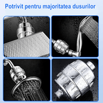 Casa si Gradina - Sanitare - Instalatii hidro - Sisteme filtrare instalatii - Filtru de apa premium pentru dus cu 25 stagii de filtrare, 3 filtre rezerva, banda teflon si 2 garnituri incluse - Infinity.ro