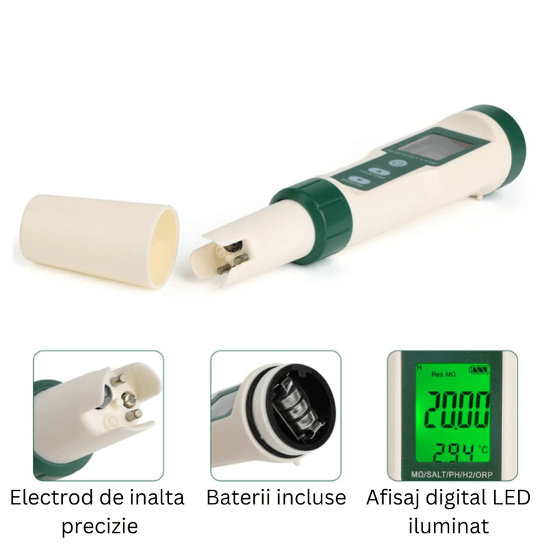 Casa si Gradina - Constructii - Scule electrice si accesorii - Aparate de masura - Tester de calitate a apei 10 in 1 (PH/TDS/EC/ORP/S.G/Salinitate/Temperatura/H2/Fertilitate/Rezistivitate) - Infinity.ro