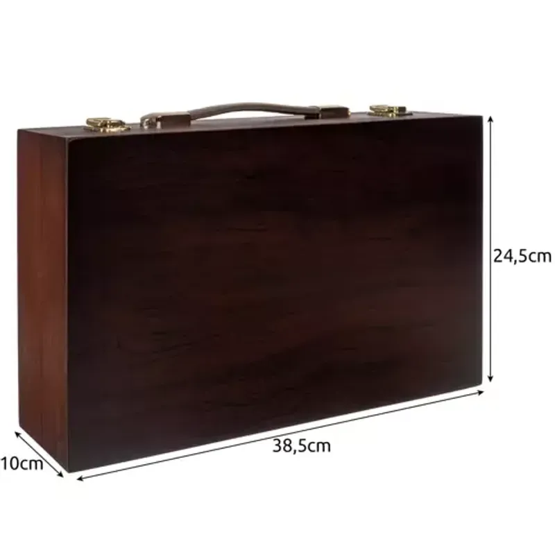 Jucarii, Copii si Bebe - Jucarii si jocuri - Jucarii & jocuri educative - Seturi pictura si desen - Set de Arta Complet in Valiza din Lemn cu Blocuri de Desen si Paleta de Culori, 85 de Piese, 24.5x38x9.5 cm - Infinity.ro
