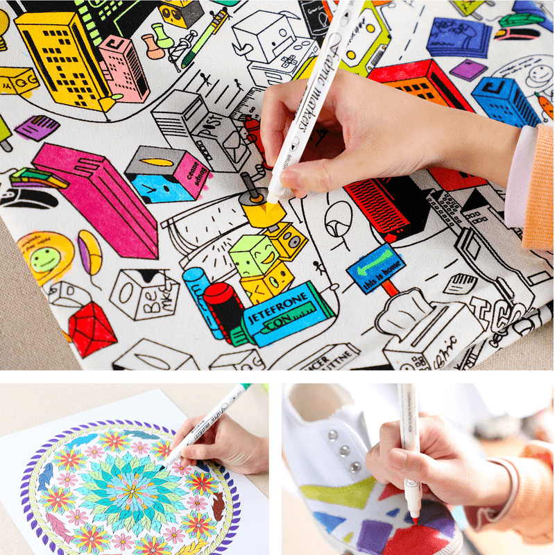 Carti si Birotica - Birotica - Instrumente de scris - Markere si carioci - Set 8 Markere pentru Haine si Tesaturi Textile cu Transfer Termic si Capat Dublu G Glixicom® - Infinity.ro