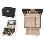 Fashion, accesorii si bijuterii - Femei - Bijuterii femei - Cutii bijuterii - Cutie de Bijuterii Eleganta, Negru, PU+MDF, Dimensiuni 17.5x13.8x13.5cm, Design Compact cu Cheie - Infinity.ro