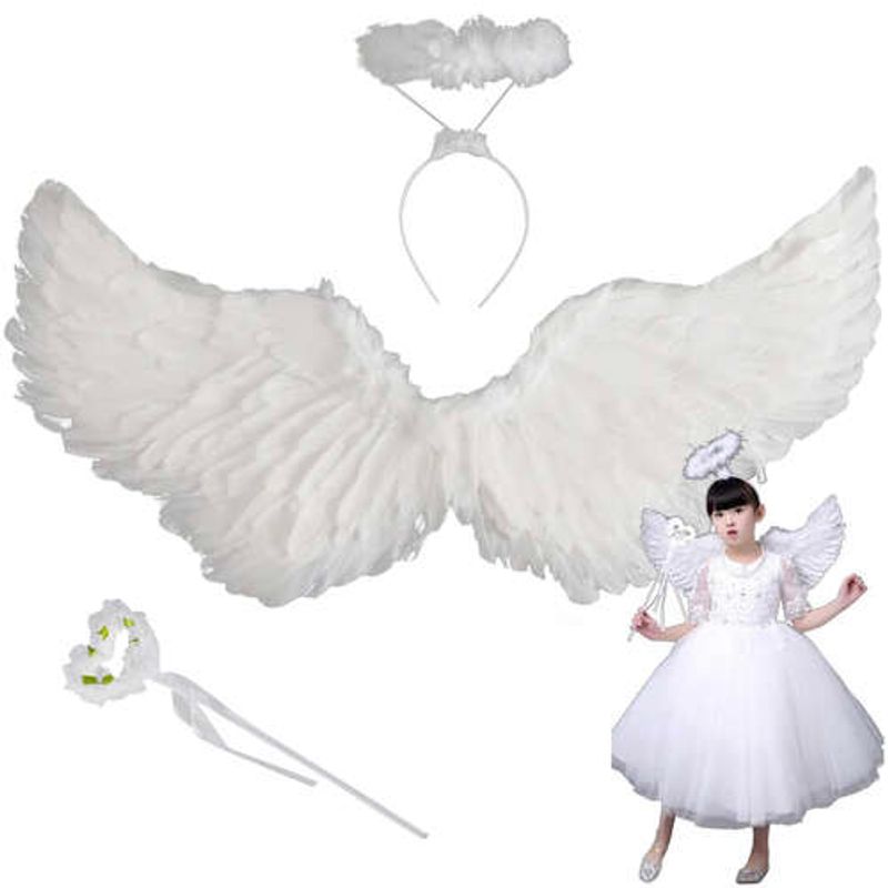 Jucarii, Copii si Bebe - Jucarii si jocuri - Jucarii de rol - Masti si costume copii - Costum de Inger pentru Copii cu Aripi Albe - Infinity.ro