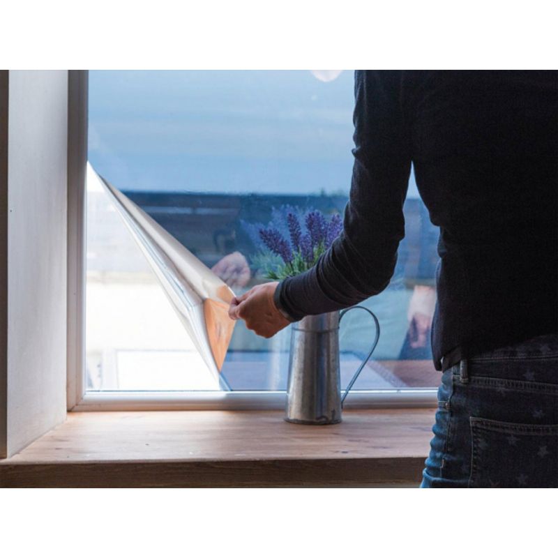 Casa si Gradina - Constructii - Usi interior, exterior si garaj - Accesorii usi - Folie pentru Geam cu Efect de Oglinda si Protectie UV Autoadeziva 200 x 50 cm, Argintiu - Infinity.ro