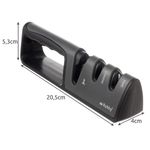 Casa si Gradina - Bucatarie si vesela - Ustensile bucatarie - Ascutitoare cutite - Ascutoare de Cutite Ceramica Ruhhy, 3 Nivele de Ascutire, Antiderapant, Negru si Gri, 20.5x4x5.3 cm - Infinity.ro