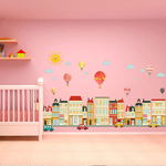 Casa si Gradina - Decoratiuni - Stickere decorative - Sticker Decorativ Baloane si Cladiri 120 x 80 cm G Glixicom® - Infinity.ro