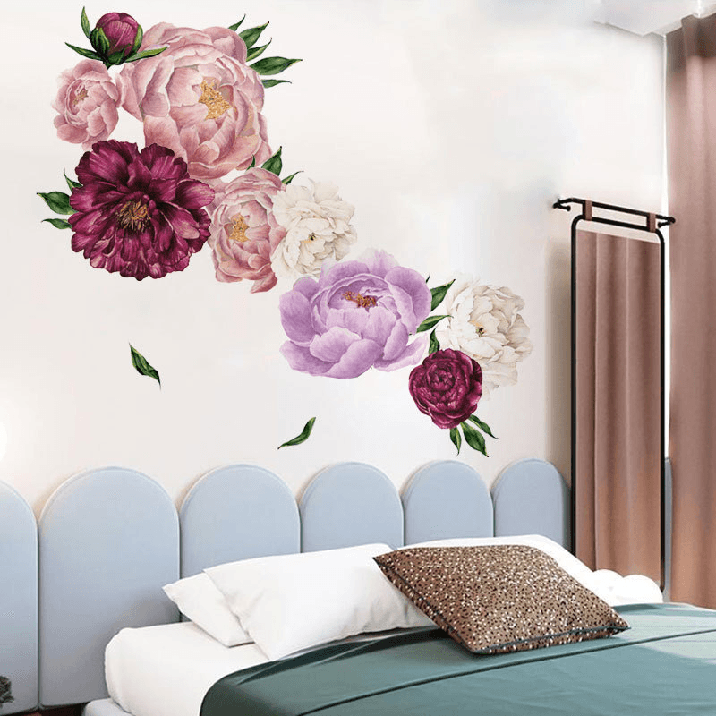 Casa si Gradina - Decoratiuni - Stickere decorative - Sticker Decorativ Flori de Bujori 68 x 61,5 cm G Glixicom® - Infinity.ro