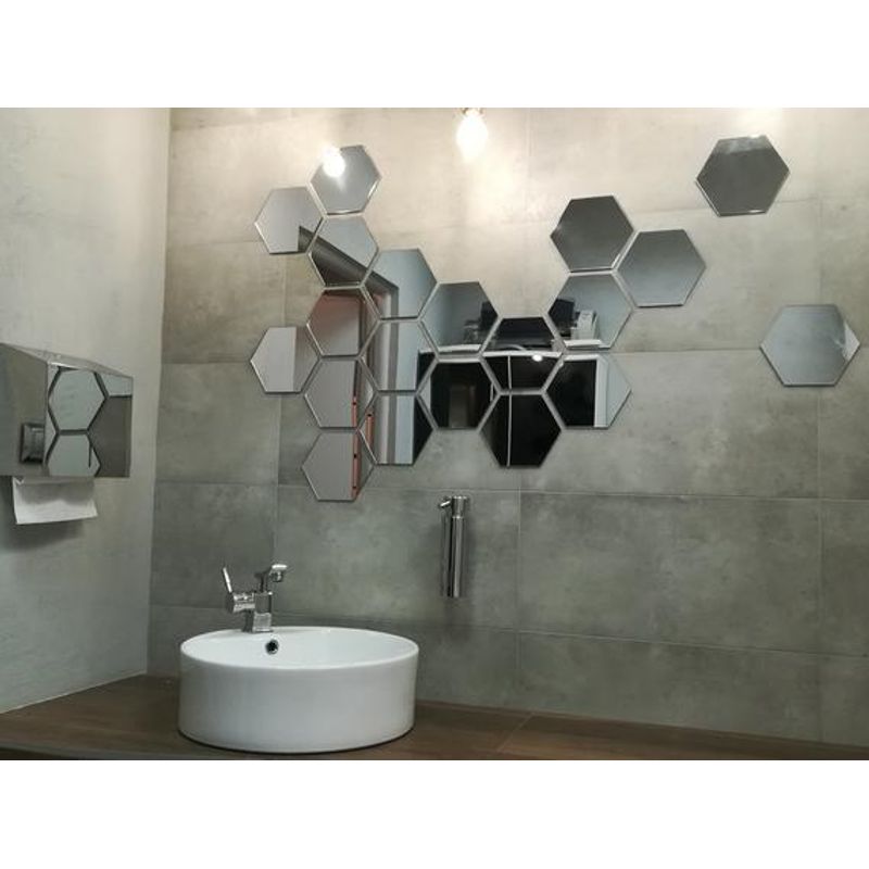 Casa si Gradina - Decoratiuni - Oglinzi - Set 6 Bucati Oglinda Hexagonala Acrilica 12,5 x11x 6,5 cm Diametru 15 cm G Glixicom® - Infinity.ro
