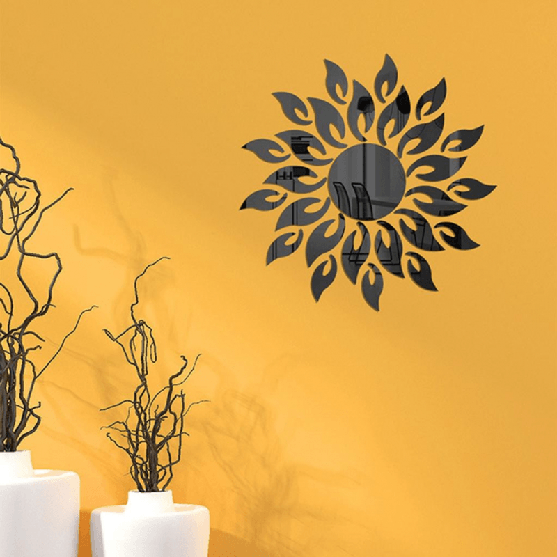 Casa si Gradina - Decoratiuni - Oglinzi - Set 27 Oglinzi Acrilice din PVC Soare cu 26 Raze Negru Diametru 50 cm G Glixicom® - Infinity.ro