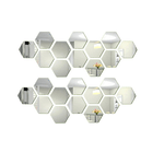 Casa si Gradina - Decoratiuni - Oglinzi - Set 24 Bucati Oglinda Hexagonala Acrilica 12,5 x11x 6,5 cm Diametru 15 cm G Glixicom® - Infinity.ro