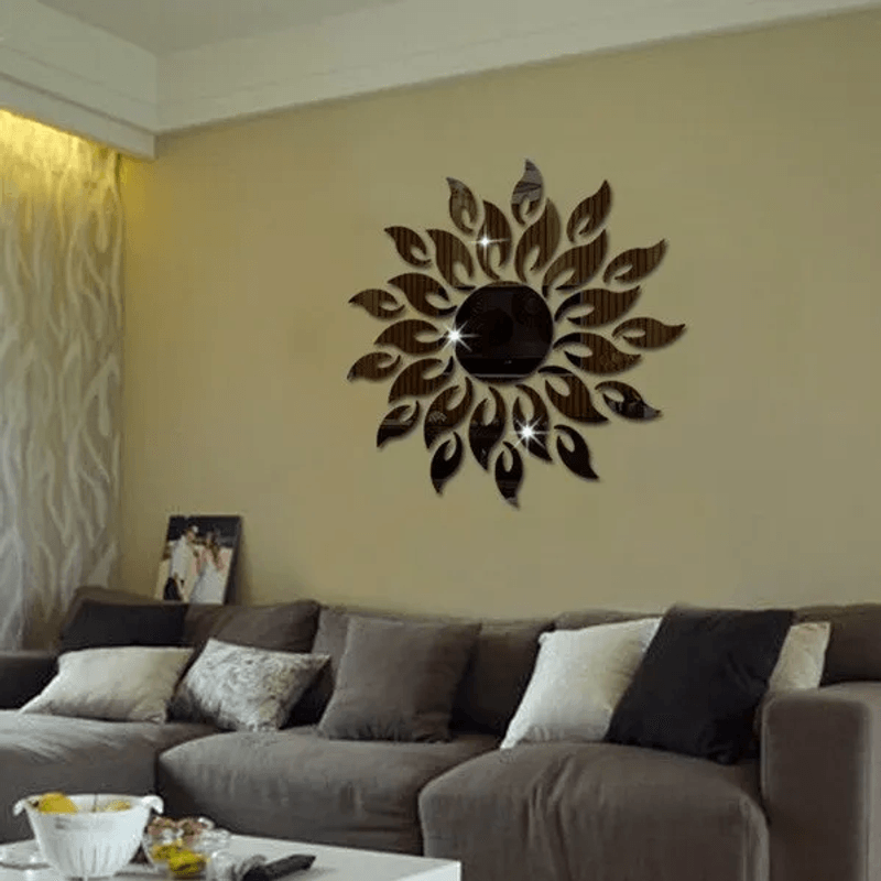 Casa si Gradina - Decoratiuni - Oglinzi - Set 27 Oglinzi Acrilice din PVC Soare cu 26 Raze Negru Diametru 50 cm G Glixicom® - Infinity.ro