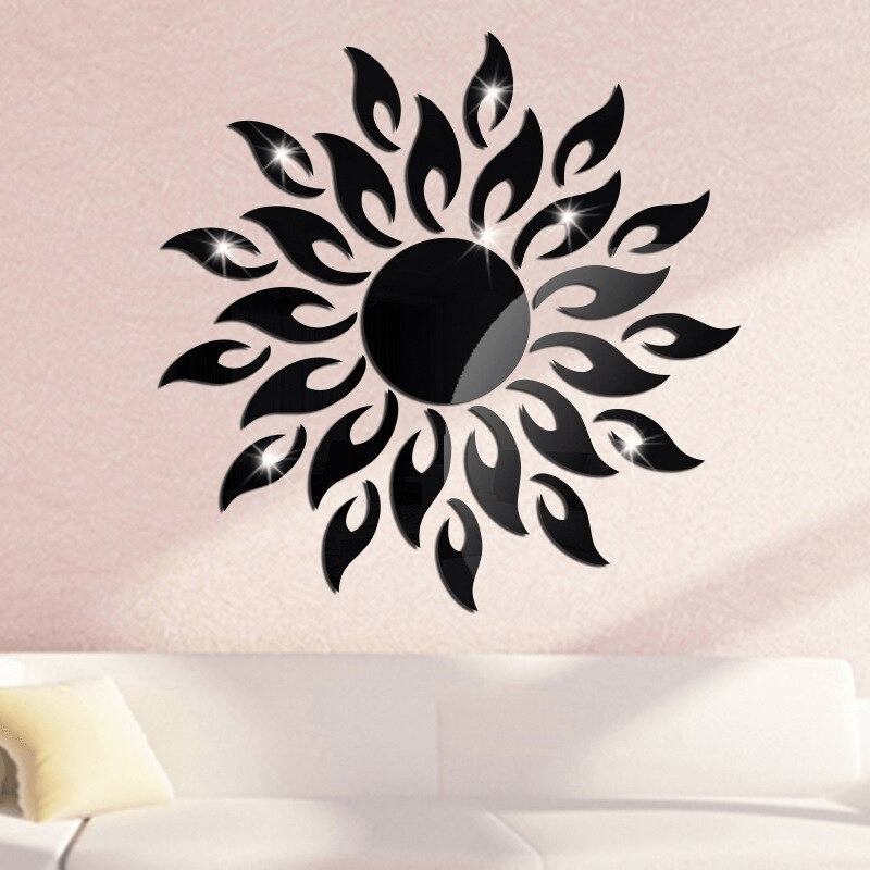 Casa si Gradina - Decoratiuni - Oglinzi - Set 27 Oglinzi Acrilice din PVC Soare cu 26 Raze Negru Diametru 50 cm G Glixicom® - Infinity.ro