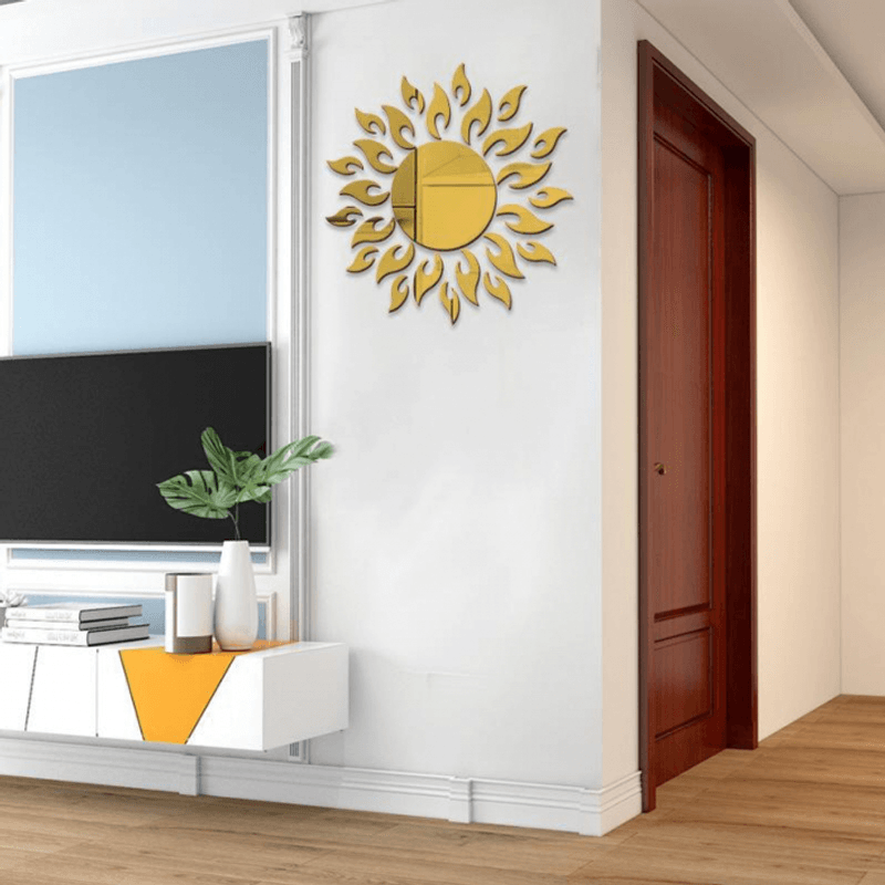 Casa si Gradina - Decoratiuni - Oglinzi - Set 27 Oglinzi Acrilice din PVC Soare cu 26 Raze Auriu Diametru 50 cm G Glixicom® - Infinity.ro