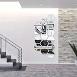 Casa si Gradina - Decoratiuni - Oglinzi - Set 32 Bucati Oglinda Hexagonala Acrilica 12,5 x11x 6,5 cm Diametru 15 cm G Glixicom® - Infinity.ro