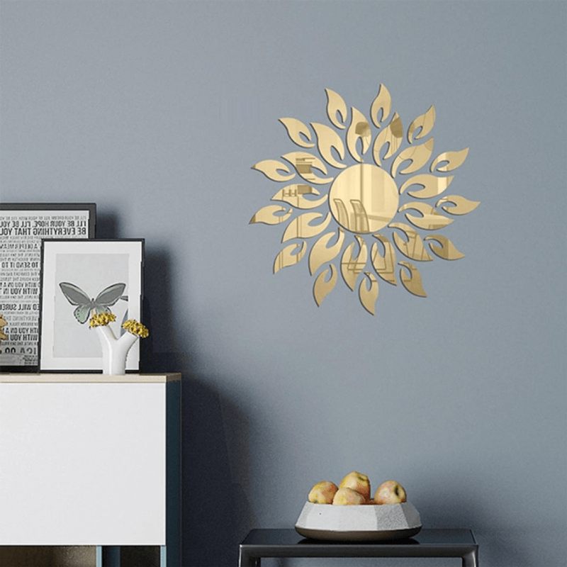 Casa si Gradina - Decoratiuni - Oglinzi - Set 27 Oglinzi Acrilice din PVC Soare cu 26 Raze Auriu Diametru 50 cm G Glixicom® - Infinity.ro
