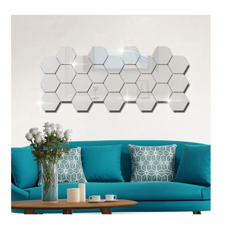 Casa si Gradina - Decoratiuni - Oglinzi - Set 32 Bucati Oglinda Hexagonala Acrilica 12,5 x11x 6,5 cm Diametru 15 cm G Glixicom® - Infinity.ro