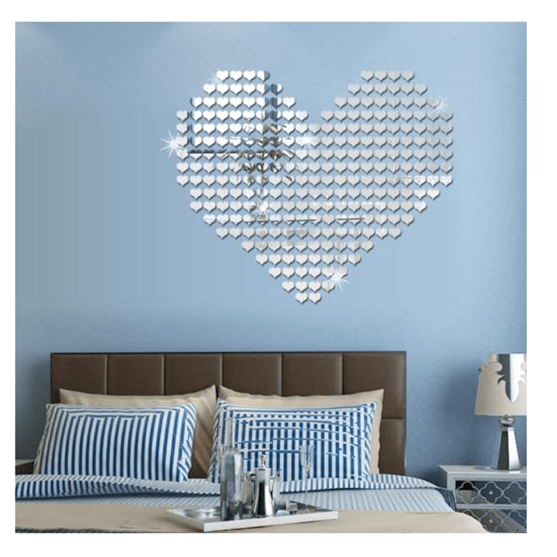Casa si Gradina - Decoratiuni - Oglinzi - Set 100 Oglinzi Acrilice Decorative in Forma de Inima Autoadezive 2 x 2,5 cm G Glixicom® - Infinity.ro