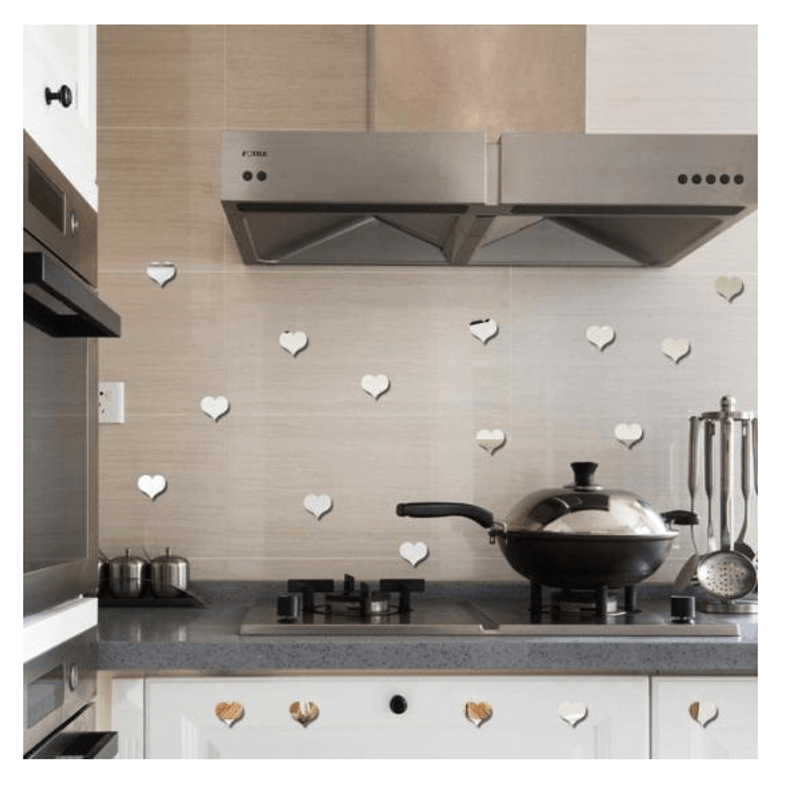 Casa si Gradina - Decoratiuni - Oglinzi - Set 100 Oglinzi Acrilice Decorative in Forma de Inima Autoadezive 2 x 2,5 cm G Glixicom® - Infinity.ro