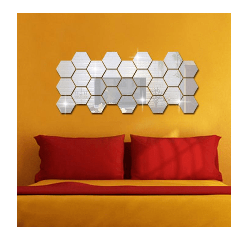 Casa si Gradina - Decoratiuni - Oglinzi - Set 24 Bucati Oglinda Hexagonala Acrilica 12,5 x11x 6,5 cm Diametru 15 cm G Glixicom® - Infinity.ro