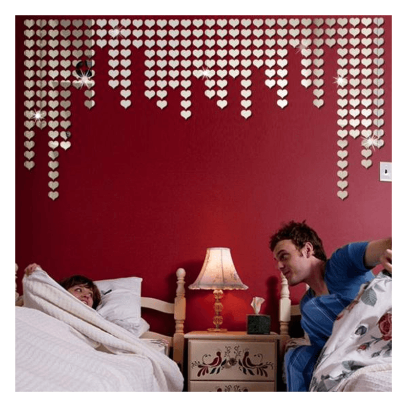 Casa si Gradina - Decoratiuni - Oglinzi - Set 100 Oglinzi Acrilice Decorative in Forma de Inima Autoadezive 2 x 2,5 cm G Glixicom® - Infinity.ro