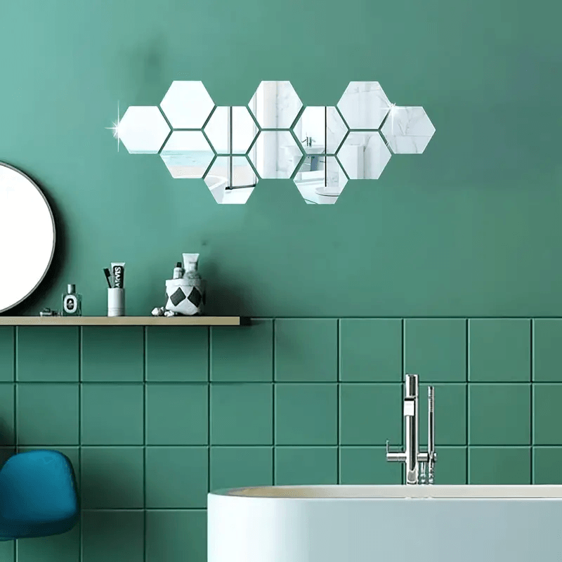 Casa si Gradina - Decoratiuni - Oglinzi - Set 6 Bucati Oglinda Hexagonala Acrilica 18,5 x 9,2 cm Diametru 16 cm - Infinity.ro