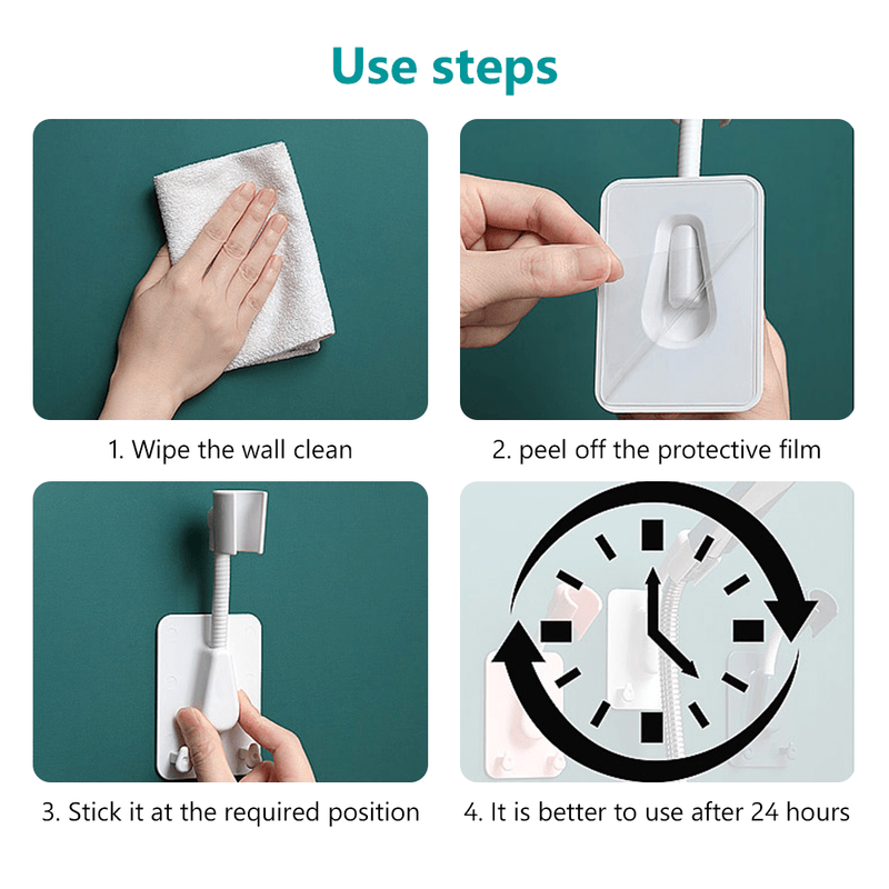 Casa si Gradina - Sanitare - Suporturi si accesorii baie - Suporturi baie - Suport Reglabil pentru Capat Dus cu 2 Agatatori Burete aplicabil cu Banda Dublu Adeziva Inclusa Albastru G Glixicom® - Infinity.ro