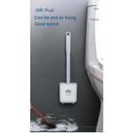 Casa si Gradina - Sanitare - Suporturi si accesorii baie - Accesorii baie - Perie WC din Silicon cu Suport Adeziv 38 cm Alb - Gri G Glixicom® - Infinity.ro