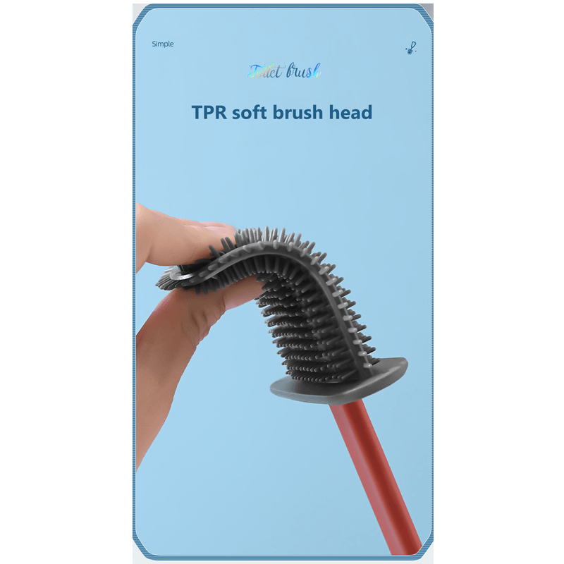 Casa si Gradina - Sanitare - Suporturi si accesorii baie - Accesorii baie - Perie WC din Silicon cu Suport Adeziv 38 cm Roz G Glixicom® - Infinity.ro