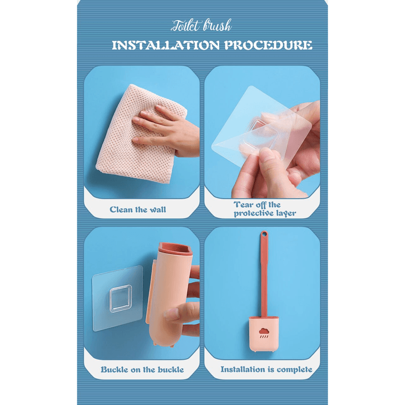 Casa si Gradina - Sanitare - Suporturi si accesorii baie - Accesorii baie - Perie WC din Silicon cu Suport Adeziv 38 cm Roz G Glixicom® - Infinity.ro