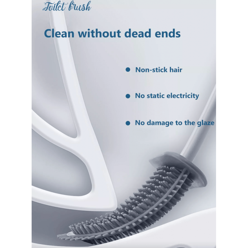 Casa si Gradina - Sanitare - Suporturi si accesorii baie - Accesorii baie - Perie WC din Silicon cu Suport Adeziv 38 cm Alb - Gri G Glixicom® - Infinity.ro