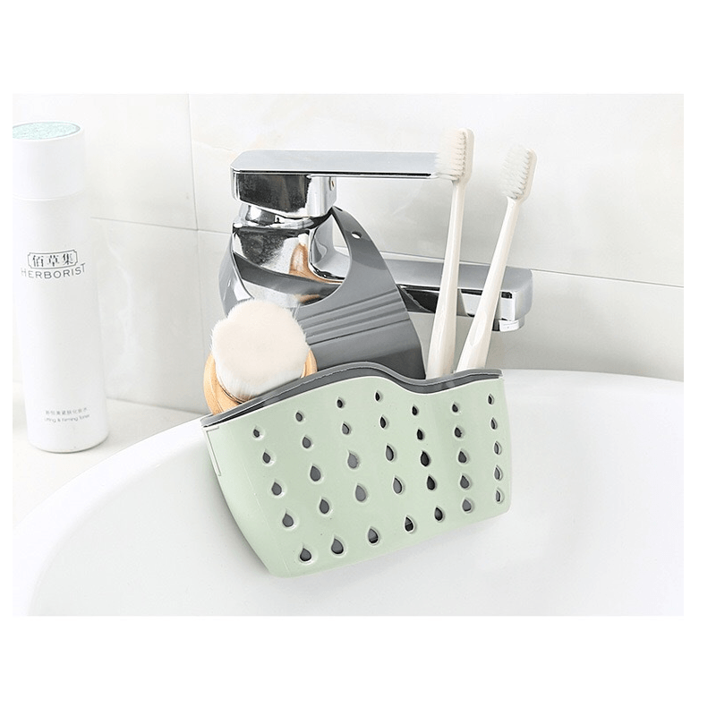 Casa si Gradina - Bucatarie si vesela - Organizare si depozitare bucatarie - Suporturi tacamuri si vase - Suport Organizator din Silicon pentru Burete Bucatarie si Alte Accesorii Baie Verde - Gri G Glixicom® - Infinity.ro