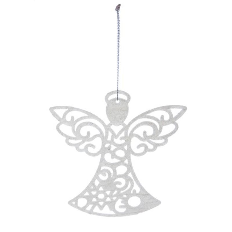 Casa si Gradina - Decoratiuni - Decoratiuni de sezon - Set de 3 Decoratiuni Ingerasi, Culoare Alb, Material Plastic, 10x9.5cm, 0.03 kg, Cordeluta Argintie Inclusa - Infinity.ro