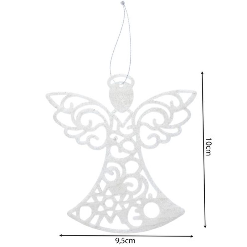 Casa si Gradina - Decoratiuni - Decoratiuni de sezon - Set de 3 Decoratiuni Ingerasi, Culoare Alb, Material Plastic, 10x9.5cm, 0.03 kg, Cordeluta Argintie Inclusa - Infinity.ro