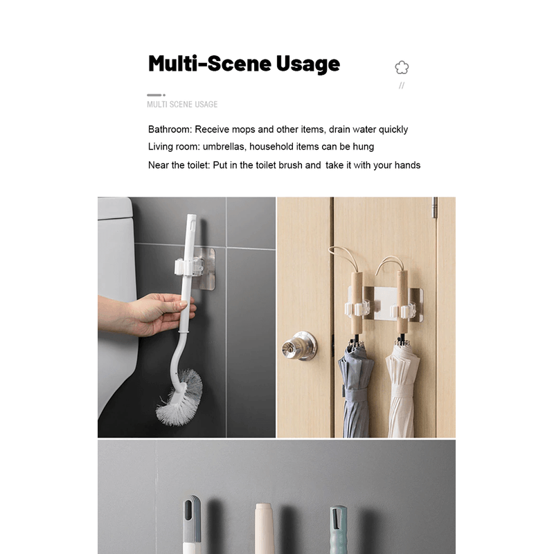 Casa si Gradina - Mobilier - Organizare si depozitare - Cuiere - Set 2 Suporturi pentru Matura Mop sau Unelte Autoadezive cu Sustinere pana la 3 kg Alb - Infinity.ro