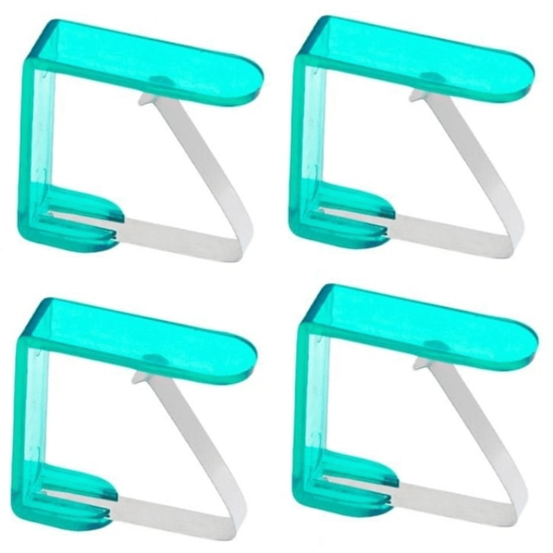 Casa si Gradina - Textile si covoare - Textile bucatarie - Fete de masa - Set 4 Bucati Clema Fixare Fata de Masa din PVC si Otel 4,5 cm x 4 cm Verde G Glixicom® - Infinity.ro