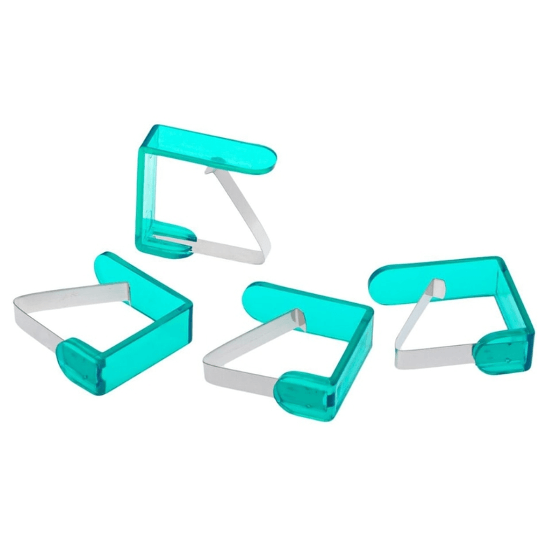 Casa si Gradina - Textile si covoare - Textile bucatarie - Fete de masa - Set 4 Bucati Clema Fixare Fata de Masa din PVC si Otel 4,5 cm x 4 cm Verde G Glixicom® - Infinity.ro