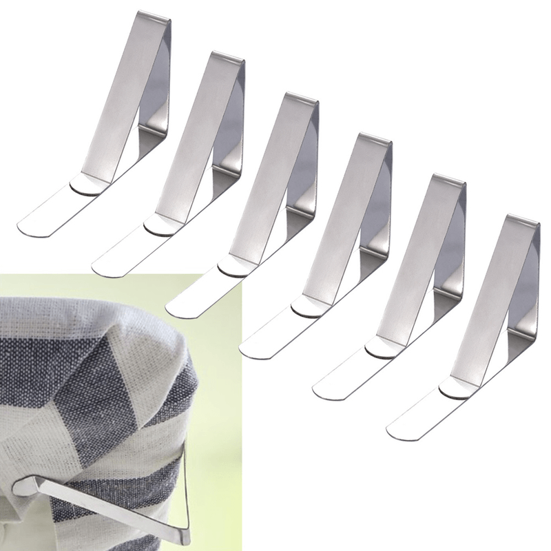 Casa si Gradina - Textile si covoare - Textile bucatarie - Fete de masa - Set 4 Bucati Clema Fixare Fata de Masa din Otel 8 cm x 5 cm G Glixicom® - Infinity.ro