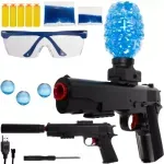 Jucarii, Copii si Bebe - Jucarii si jocuri - Jucarii de rol - Arme de jucarie - Pistol Blaster Automat cu Bile de Gel si Sageti Spumoase, 6000 Bile Incluse, Incarcator 600 BBs, Negru, 40x26.5x4 cm - Infinity.ro