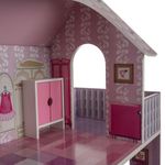 Jucarii, Copii si Bebe - Jucarii si jocuri - Papusi si accesorii - Casute de papusi si mobilier - Casuta de Papusi din Lemn, Multicolora, 3 Nivele, 5 Camere + Balcon, 70x62x27cm - Infinity.ro