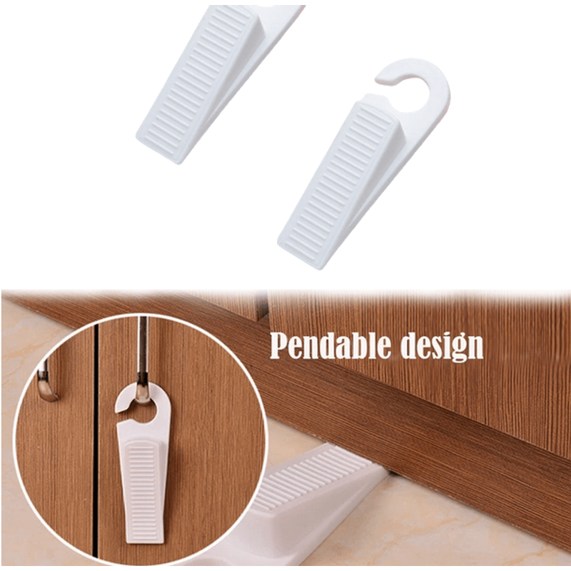 Casa si Gradina - Constructii - Usi interior, exterior si garaj - Accesorii usi - Set 2 Bucati Opritor Usa Alb din PVC cu Agatatoare 13 x 3 cm G Glixicom® - Infinity.ro