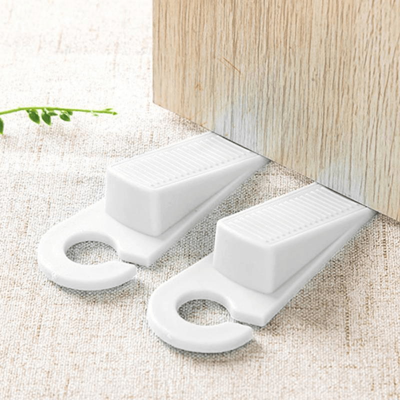 Casa si Gradina - Constructii - Usi interior, exterior si garaj - Accesorii usi - Set 2 Bucati Opritor Usa Alb din PVC cu Agatatoare 13 x 3 cm G Glixicom® - Infinity.ro