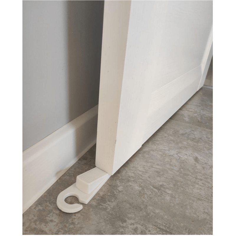 Casa si Gradina - Constructii - Usi interior, exterior si garaj - Accesorii usi - Set 2 Bucati Opritor Usa Alb din PVC cu Agatatoare 13 x 3 cm G Glixicom® - Infinity.ro