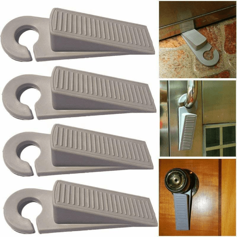 Casa si Gradina - Constructii - Usi interior, exterior si garaj - Accesorii usi - Set 2 Bucati Opritor Usa Gri din PVC cu Agatatoare 13 x 3 cm G Glixicom® - Infinity.ro