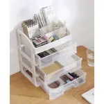 Fashion, accesorii si bijuterii - Femei - Bijuterii femei - Cutii bijuterii - Organizator Cosmetice din Plastic, Translucid cu Nuanta Laptoasa, 27x23.5x17cm, Design Versatil cu Sertare - Infinity.ro