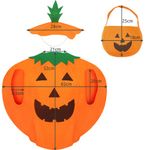 Jucarii, Copii si Bebe - Jucarii si jocuri - Jucarii de rol - Masti si costume copii - Costum de Halloween pentru Copii, Dovleac cu Palarie si Geanta, Portocaliu/Verde, 68.5x85.5 cm - Infinity.ro