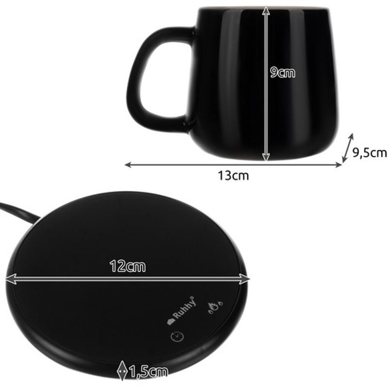 Casa si Gradina - Bucatarie si vesela - Cani si pahare - Cani si cesti - Cana Electrica cu Incalzitor, Ceramica, Programe de Incalzire 40°C/60°C, 400 ml, Negru - Infinity.ro