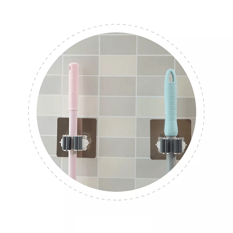 Casa si Gradina - Mobilier - Organizare si depozitare - Cuiere - Set 2 Suporturi Adezive pentru Matura Mop sau Unelte cu Sustinere pana la 3 kg Alb - Infinity.ro