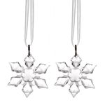 Casa si Gradina - Decoratiuni - Decoratiuni de sezon - Set de 2 Decoratiuni Fulgi de Zapada Transparent, Material Plastic, Inaltime 4.5cm, Greutate 0.014kg, Panglica Inclusa - Infinity.ro