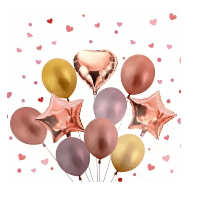 Casa si Gradina - Decoratiuni - Decoratiuni petrecere - Baloane - Set 10 Baloane   Roze  si Auriu pentru  Botez  Aniversare sau Petrecere - Infinity.ro