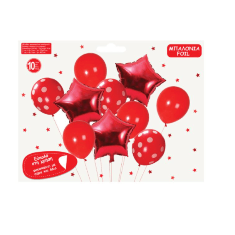 Casa si Gradina - Decoratiuni - Decoratiuni petrecere - Baloane - Set 10 baloane Aniversare  Rosu - Infinity.ro