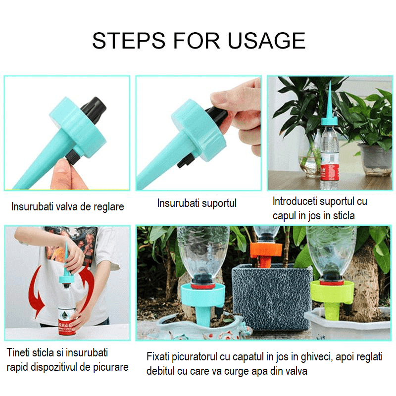 Casa si Gradina - Gradinarit si plante - Plante si ghivece - Accesorii ghivece si jardiniere - Set 3 Picuratori pentru Ghiveci sau Gradina din PVC cu Duza Reglabila G Glixicom® - Infinity.ro